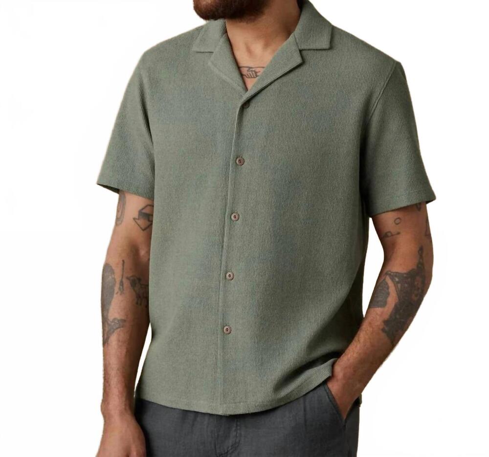 NEW FAHERTY short sleeve oasis camp shirt in faded spruce